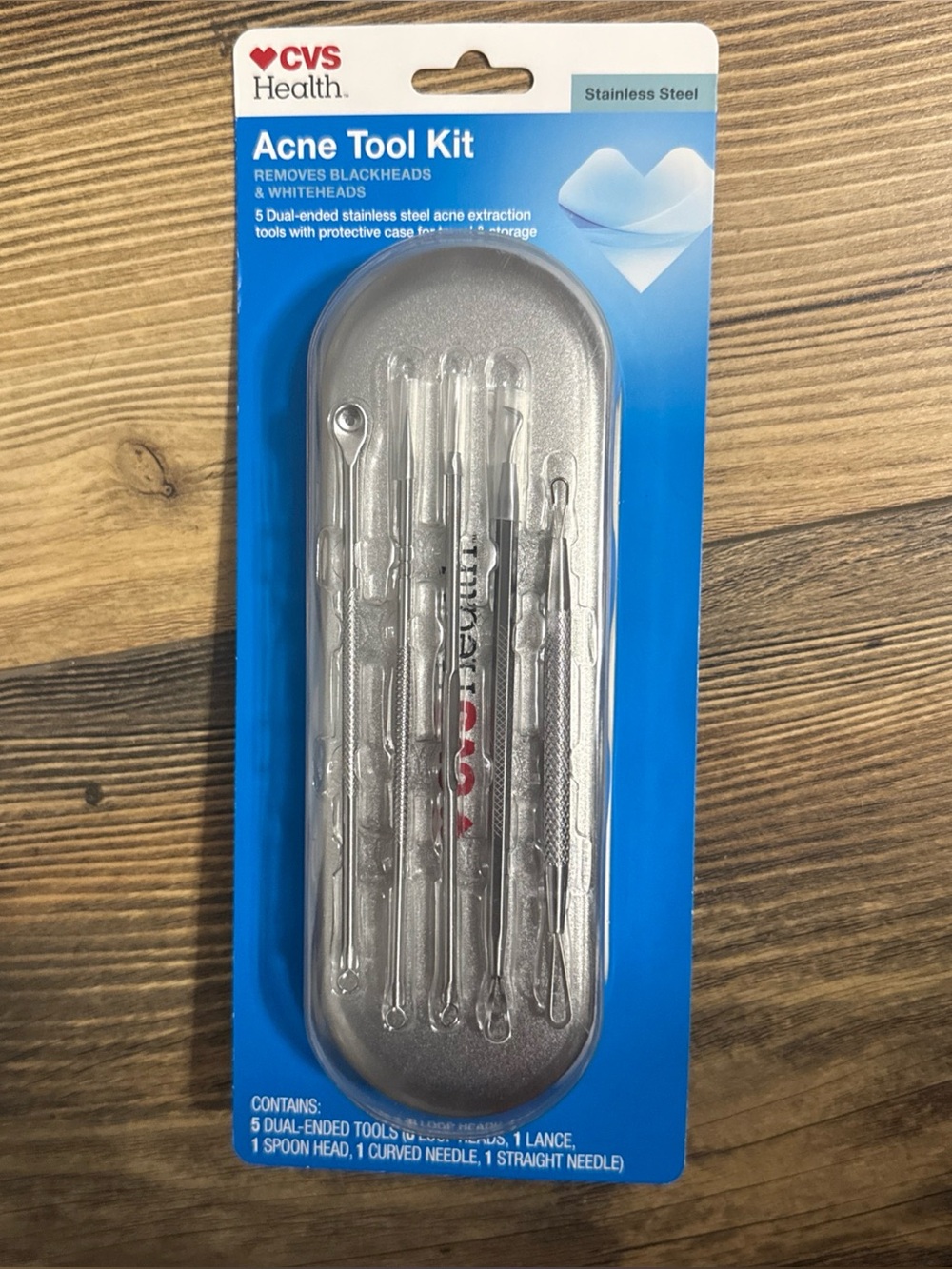 Acne Tool Kit 5*Stainless Steel Removes Blackheads & Whiteheads- Protective Cas